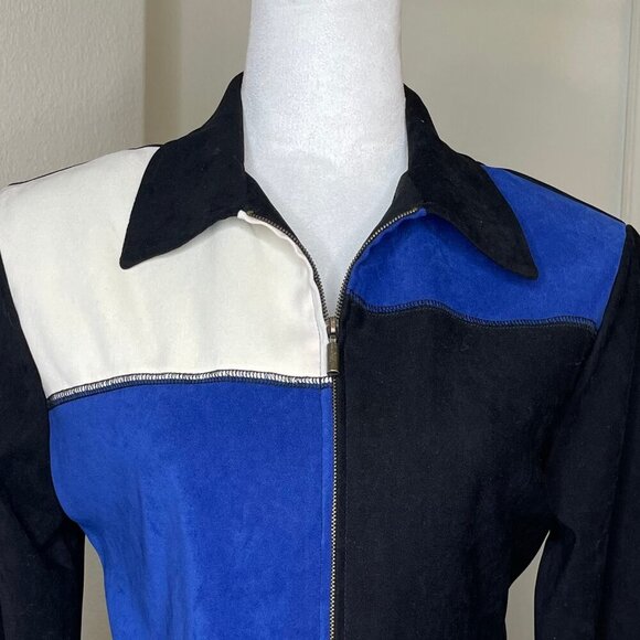 Briggs New York Vintage Colorblock Faux Suede Zip Up Blazer Jacket Size 6P - Picture 2 of 7